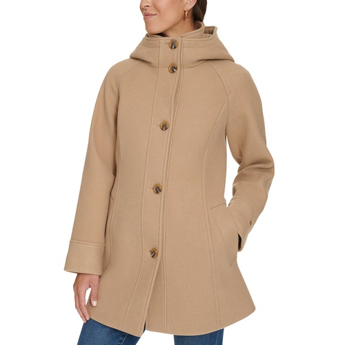 타미힐피거 Womens Hooded Button-Front Coat