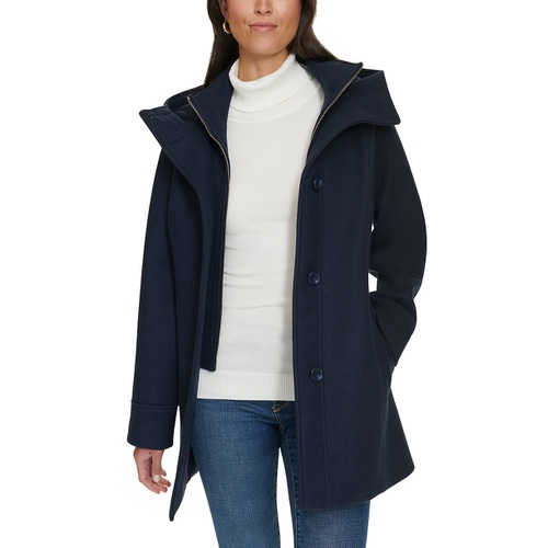 타미힐피거 Womens Hooded Button-Front Coat