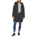 Womens Faux Fur Trim Hooded Puffer Coat