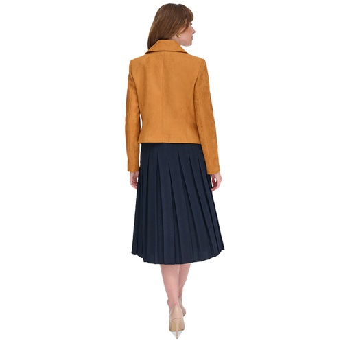 타미힐피거 Womens Faux Suede Moto Long Sleeve Jacket