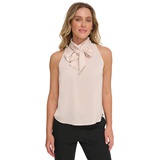 Womens Sleeveless Tie Neck Top