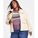 Plus Size Quilted Stand Collar Jacket