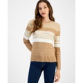 Womens Leila Colorblocked Cable Knit Sweater