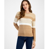 Womens Leila Colorblocked Cable Knit Sweater