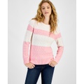 Womens Leila Colorblocked Cable Knit Sweater