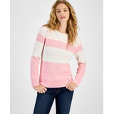 Womens Leila Colorblocked Cable Knit Sweater