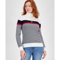 Womens Logo Stripe Turtleneck Sweater