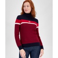 Womens Logo Stripe Turtleneck Sweater