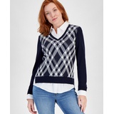 Womens Diamond Argyle Two Piece Sweater