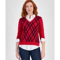 Womens Diamond Argyle Two Piece Sweater