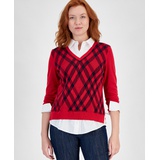 Womens Diamond Argyle Two Piece Sweater