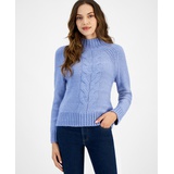 Womens Cable Knit Mock Neck Sweater