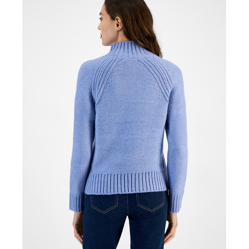 타미힐피거 Womens Cable Knit Mock Neck Sweater