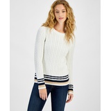 Womens Cable Knit Crewneck Sweater