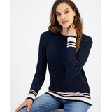 Womens Cable Knit Crewneck Sweater