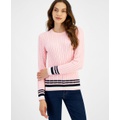 Womens Cable Knit Crewneck Sweater