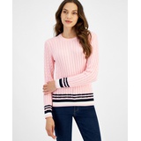 Womens Cable Knit Crewneck Sweater