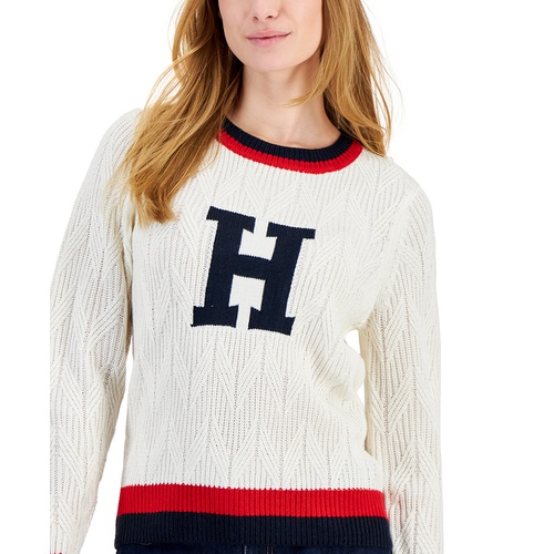 타미힐피거 Womens Chevron Stitch Logo Sweater