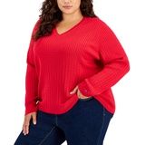 Plus Size Cable Knit V Neck Ivy Sweater