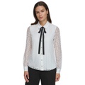 Womens Bow-Tied Eyelet Blouse