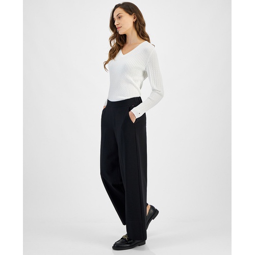 타미힐피거 Womens Wide Leg Elasticized Waist Pants