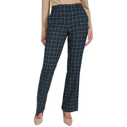 타미힐피거 Womens Checked Mid Rise Bootcut Pants