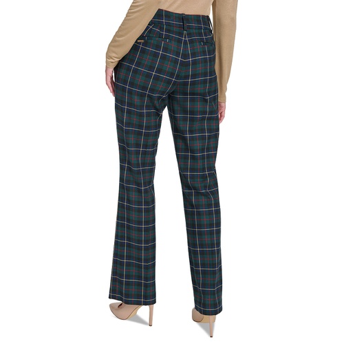 타미힐피거 Womens Checked Mid Rise Bootcut Pants