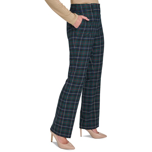 타미힐피거 Womens Checked Mid Rise Bootcut Pants