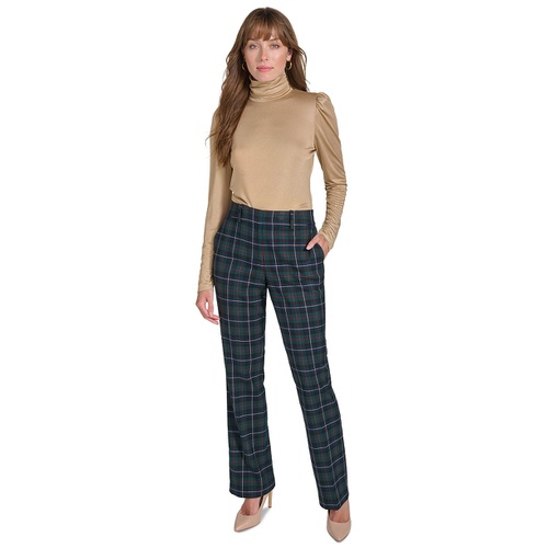 타미힐피거 Womens Checked Mid Rise Bootcut Pants