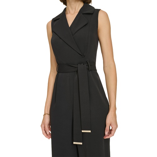 타미힐피거 Womens Sleeveless Belted Jumpsuit