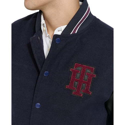 타미힐피거 Mens Wool Mix Logo Varsity Jacket