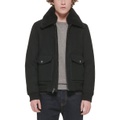 Mens Faux Fur Collar Bomber Jacket