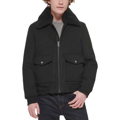 타미힐피거 Mens Faux Fur Collar Bomber Jacket