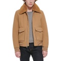 Mens Faux Fur Collar Bomber Jacket