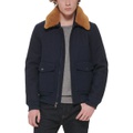 Mens Faux Fur Collar Bomber Jacket