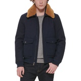 Mens Faux Fur Collar Bomber Jacket