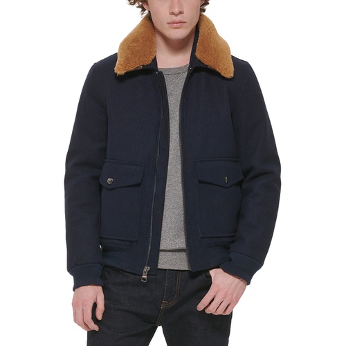 타미힐피거 Mens Faux Fur Collar Bomber Jacket