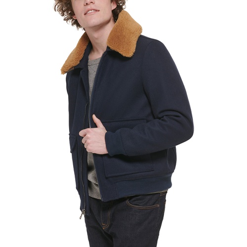 타미힐피거 Mens Faux Fur Collar Bomber Jacket