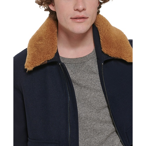 타미힐피거 Mens Faux Fur Collar Bomber Jacket