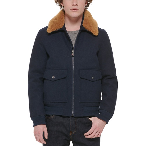 타미힐피거 Mens Faux Fur Collar Bomber Jacket