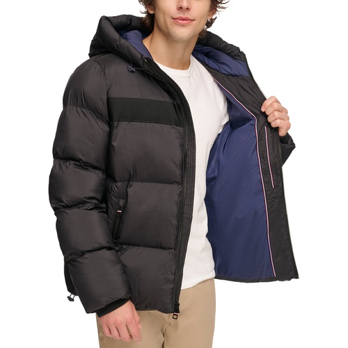 타미힐피거 Tommy Hilfger Mens New Ghost Logo Print Puffer Jacket