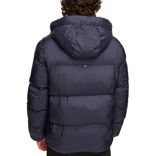 타미힐피거 Tommy Hilfger Mens New Ghost Logo Print Puffer Jacket