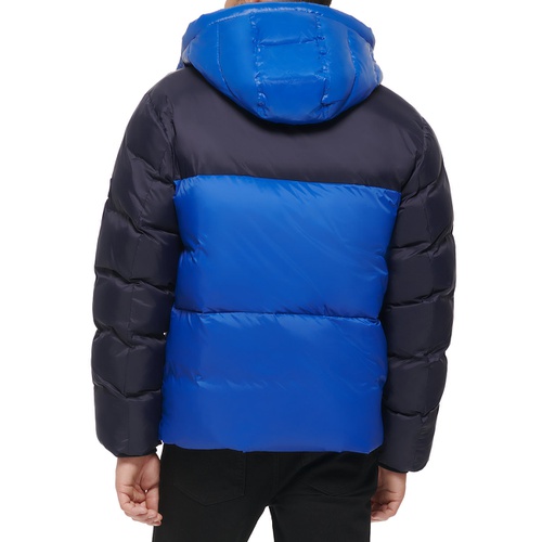 타미힐피거 Mens Colorblock Performance Hooded Puffer Jacket