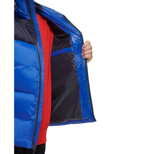 타미힐피거 Mens Colorblock Performance Hooded Puffer Jacket