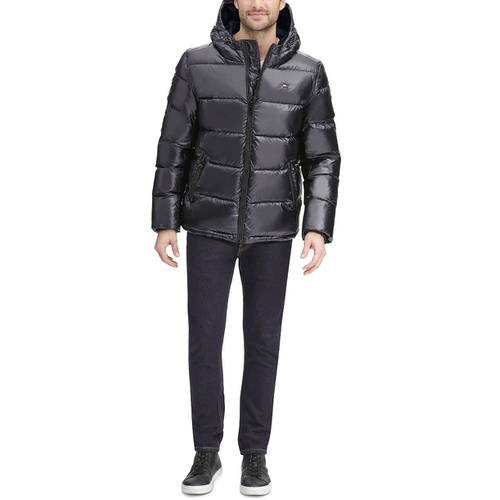 타미힐피거 Mens Pearlized Performance Hooded Puffer Coat