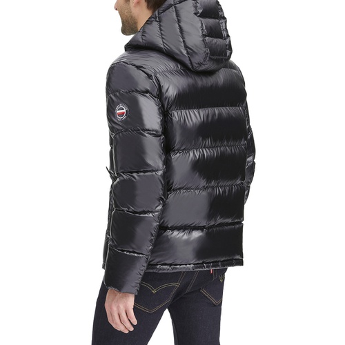 타미힐피거 Mens Pearlized Performance Hooded Puffer Coat