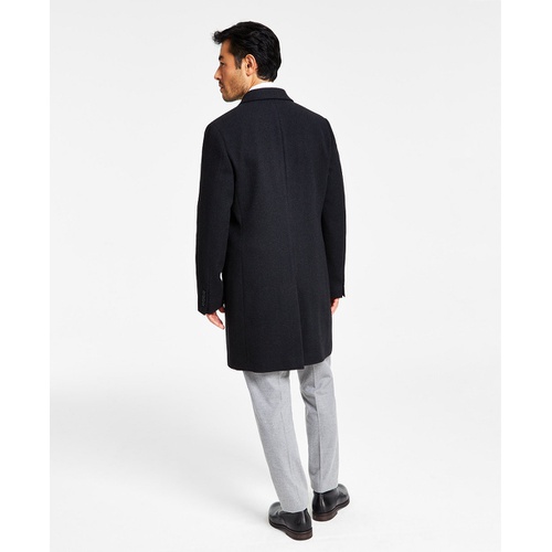 타미힐피거 Mens Addison Wool-Blend Trim Fit Overcoat