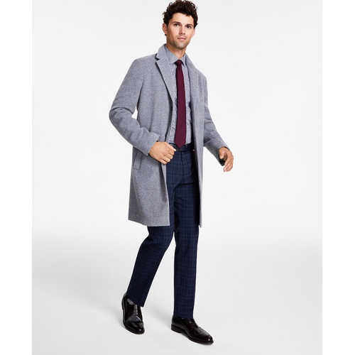 타미힐피거 Mens Addison Wool-Blend Trim Fit Overcoat