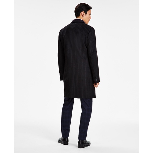 타미힐피거 Mens Addison Wool-Blend Trim Fit Overcoat