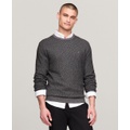 Mens Crewneck Two Tone Cotton Cashmere Sweater